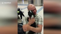 Boston Terrier goes crazy after seeing owner arriving from deployment