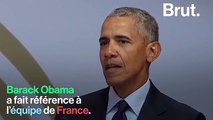 Barack Obama salue la diversité de l'équipe de France lors de son discours (source Brut)