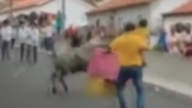 [이브닝] 아이 안고 투우한 남성... 아동학대 규탄 / YTN