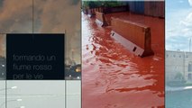 ILVA Taranto, allarme inquinamento- fiume rosso dopo il diluvio - Notizie.it