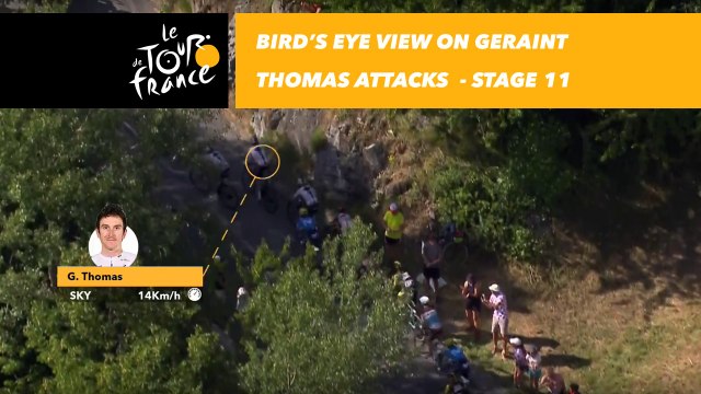 Vue aérienne sur le sprint de Geraint Thomas / Bird's eye view on Thomas attacks - Étape 11 / Stage 11 - Tour de France 2018