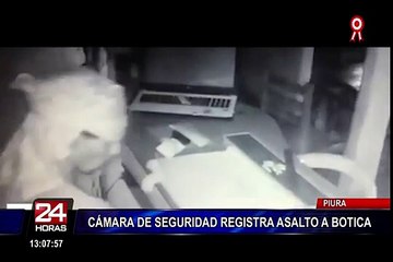 Piura: ladrón ingresa a botica y se apodera de computadora portátil