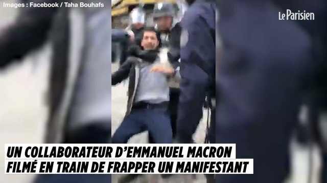 Un collaborateur d'Emmanuel Macron filmé en train de frapper un manifestant