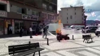 ATV Motoru alev alev yandı