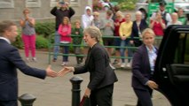 Theresa May arrives for a two day visit to Northern Ireland