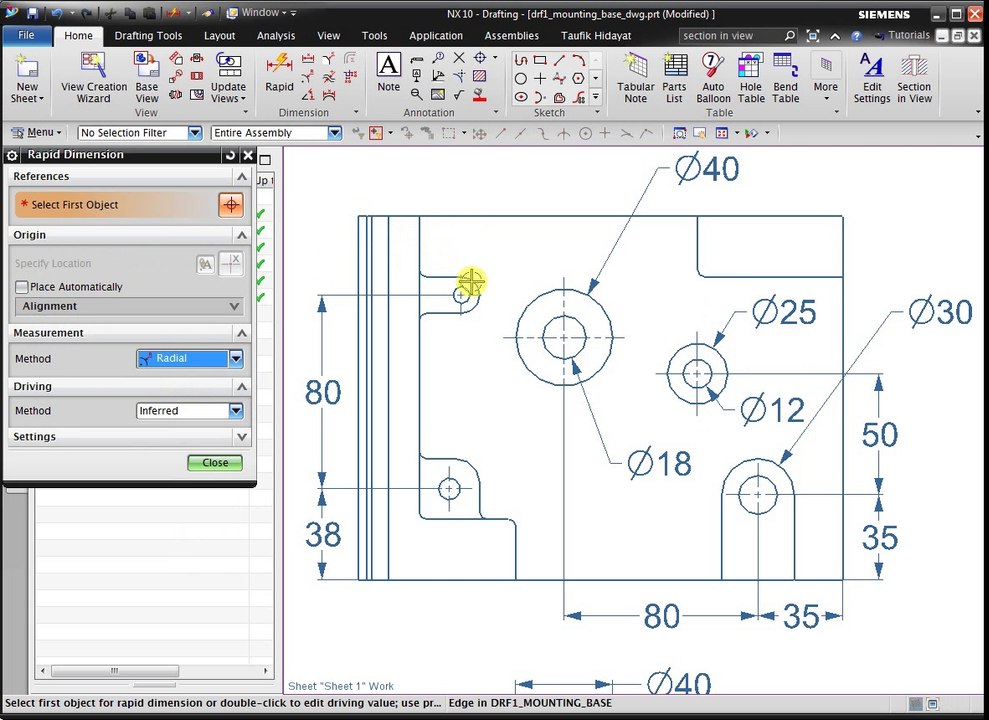 NX 2D Drafting : Create inferred dimensions