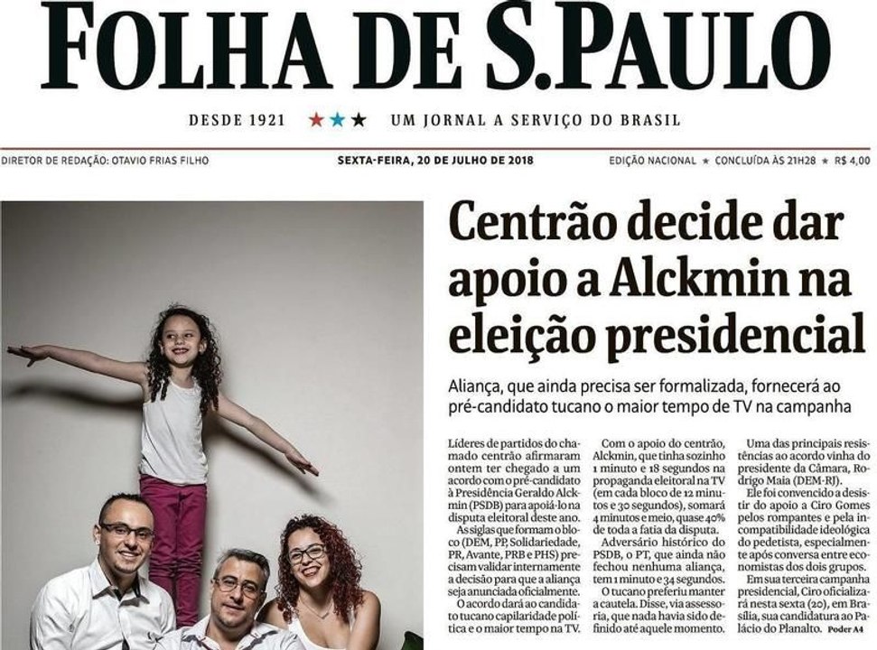 Com Centrão, Alckmin terá quase metade da propaganda eleitoral