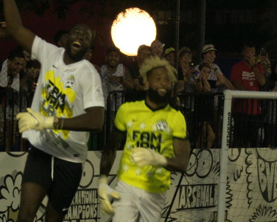 Draymond Green and Odell Beckham Jr try their hand at goalkeeping