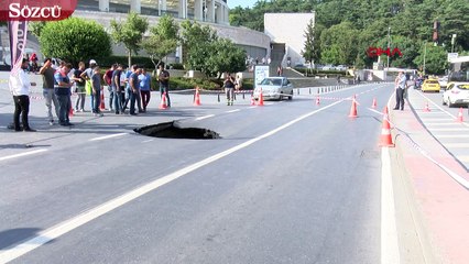 Dolmabahçe’de yol çöktü!