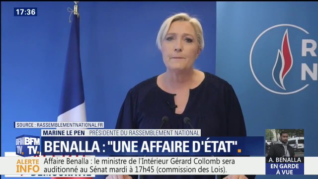 Affaire Benalla : pour Marine Le Pen (RN), ces personnes ont visiblement bénéficié de protections illégitimes voire illégales