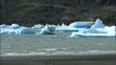 Broken pieces of glaciers at grey Glacier in Patagonia, Chile