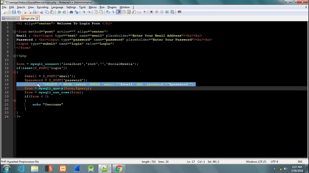 How To Creat Login Form With Session And Welcome Page Using .PHP -SocialNewsia
