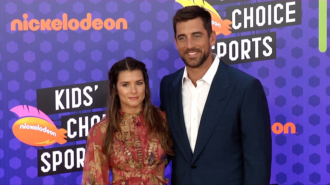 Danica Patrick and Aaron Rodgers 2018 Kids' Choice Sports Awards Orange Carpet