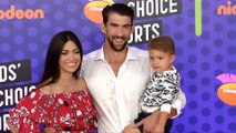 Michael Phelps and Nicole Johnson 2018 Kids' Choice Sports Awards Orange Carpet