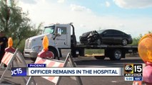 Phoenix officer critically injured in crash recovering in the hospital