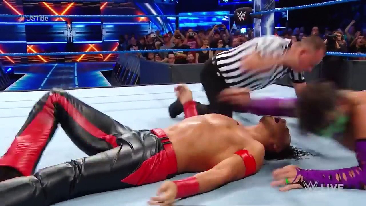 Shinsuke Nakamura vs Jeff Hardy us title (Randy Orton attacks Hardy) - Smackdown Live