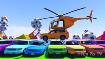 LEARN COLOR w Helicopters on BUS & Spiderman Cartoon for Kids with Colors Cars for Childre