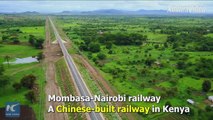 Spectacular! Aerial view of Chinese-built Mombasa-Nairobi railway in Kenya