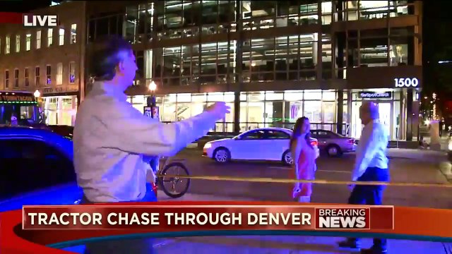 Police Chase Stolen Tractor Through Streets of Downtown Denver
