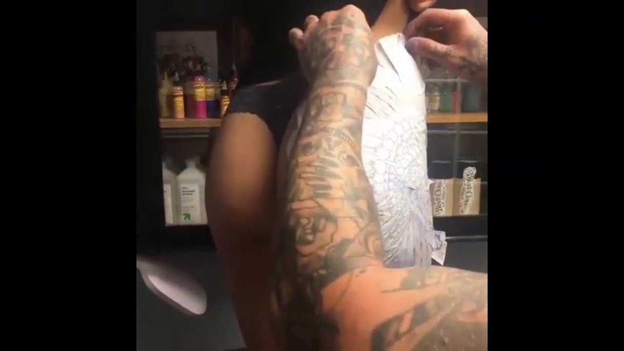hot body  ruined with a bad tattoo