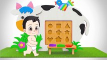 Baby Learn Shapes with Cow Wooden Toy for Kids   Nursery Rhymes for Children