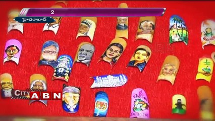 Artist  Narahari making beautiful paintings on his nails and Tongue;Hyderabad