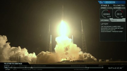 Launch & Landing of SpaceX Falcon 9 with Telstar 19 Vantage