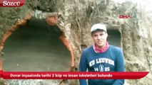 Duvar inşaatında tarihi 2 küp ve insan iskeletleri bulundu