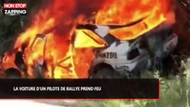 La voiture de rallye d'un pilote américain prend feu en pleine course (vidéo)