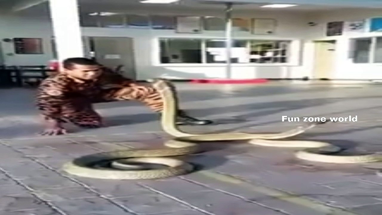 man playing with snake