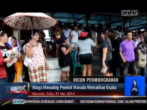 Kericuhan Pembongkaran 34 Warung Makan di Manado
