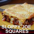 These SLOPPY JOE SQUARES have all the goodness of Sloppy Joes in casserole form! A made from scratch  filling is topped with cheese and baked between layers of