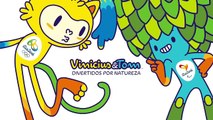 Mascotes das Olimpíadas se divertem no Rio de Janeiro