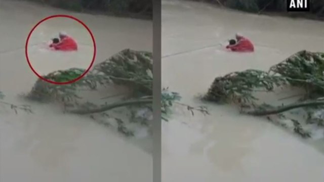 ODRAF personnel rescues senior citizen from flooded river in Sambalpur, Odisha | Oneindia News