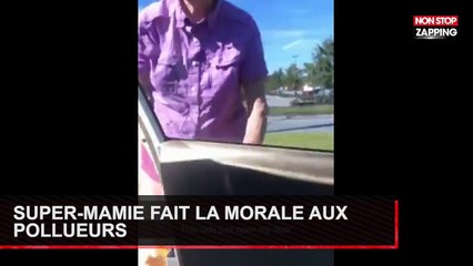 Super-Mamie clash un pollueur qui jette des papiers par la fenêtre (Vidéo)