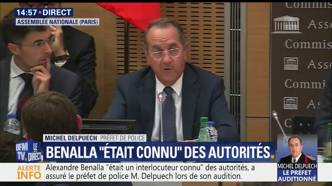 Michel Delpuech sur le port d'arme de Benalla: "J'ai pris cette décision et je l'assume. C'était lié à la fonction auprès du chef de l'Etat et en aucun cas pour un port d'arme permanent"