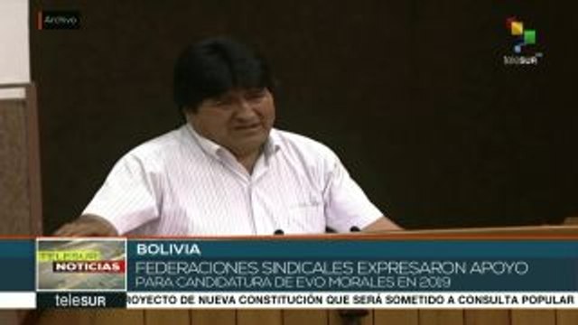 Sindicatos bolivianos respaldan candidatura de Evo Morales