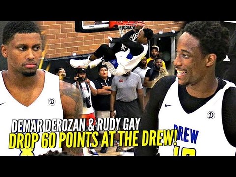 DeMar DeRozan & Rudy Gay TEAM UP & Drop 60 POINTS At The Drew League!! DeMar All Smiles!
