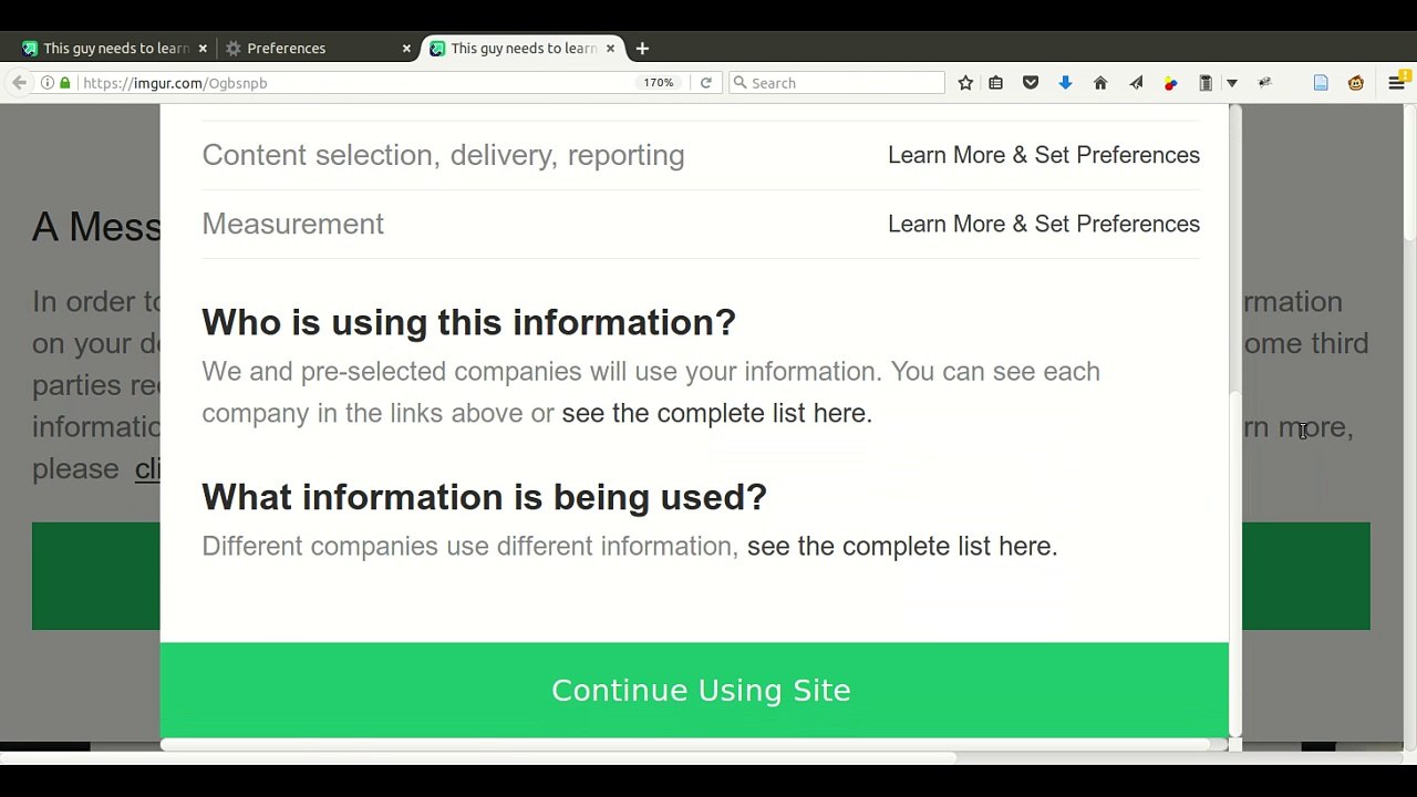 The most abusive cookie settings on the web: courtesy of imgur.com