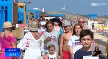 Banhistas protestam contra estaleiro de construção na praia de Monte Gordo