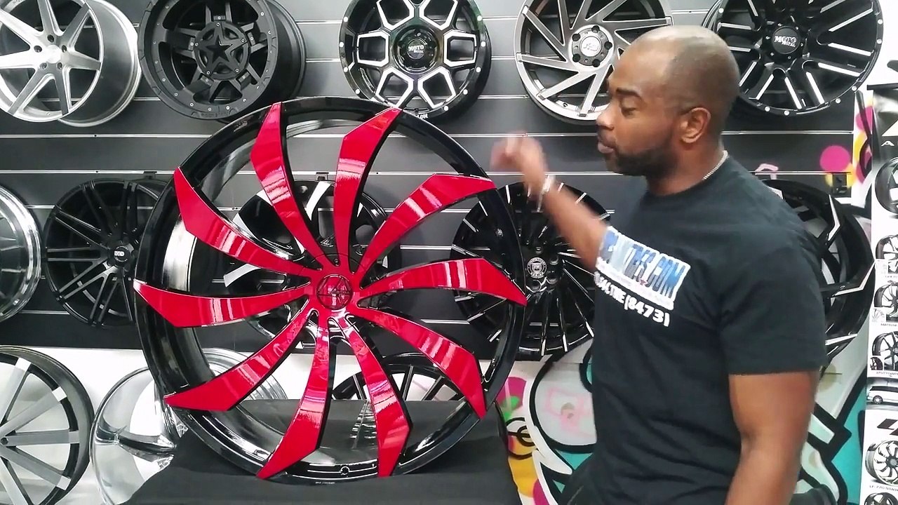 877-544-8473 32" Inch Azara AZ-507 Rims Red Black Custom Paint Wheels Big Donk Rims & Tires