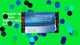 Favorit Book  Managing Information Technology: United States Edition: What Managers Need to Know