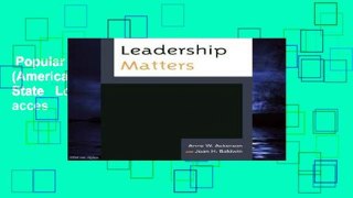 Popular Book  Leadership Matters (American Association for State   Local History) Unlimited acces