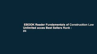 EBOOK Reader Fundamentals of Construction Law Unlimited acces Best Sellers Rank : #4