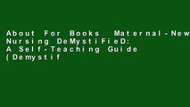About For Books  Maternal-Newborn Nursing DeMystiFieD: A Self-Teaching Guide (Demystified