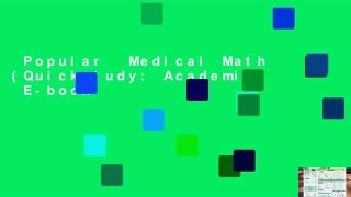 Popular  Medical Math (Quickstudy: Academic)  E-book
