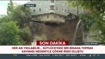 Sütlüce'de toprak kayması ile bir binanın altını boşalttı