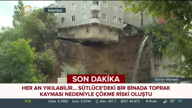 Sütlüce'de toprak kayması ile bir binanın altını boşalttı