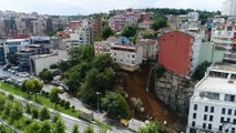 Sütlüce'de çökme tehlikesi bulunan bina havadan görüntülendi