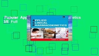 Popular  Applied Clinical Pharmacokinetics 3/E  Full